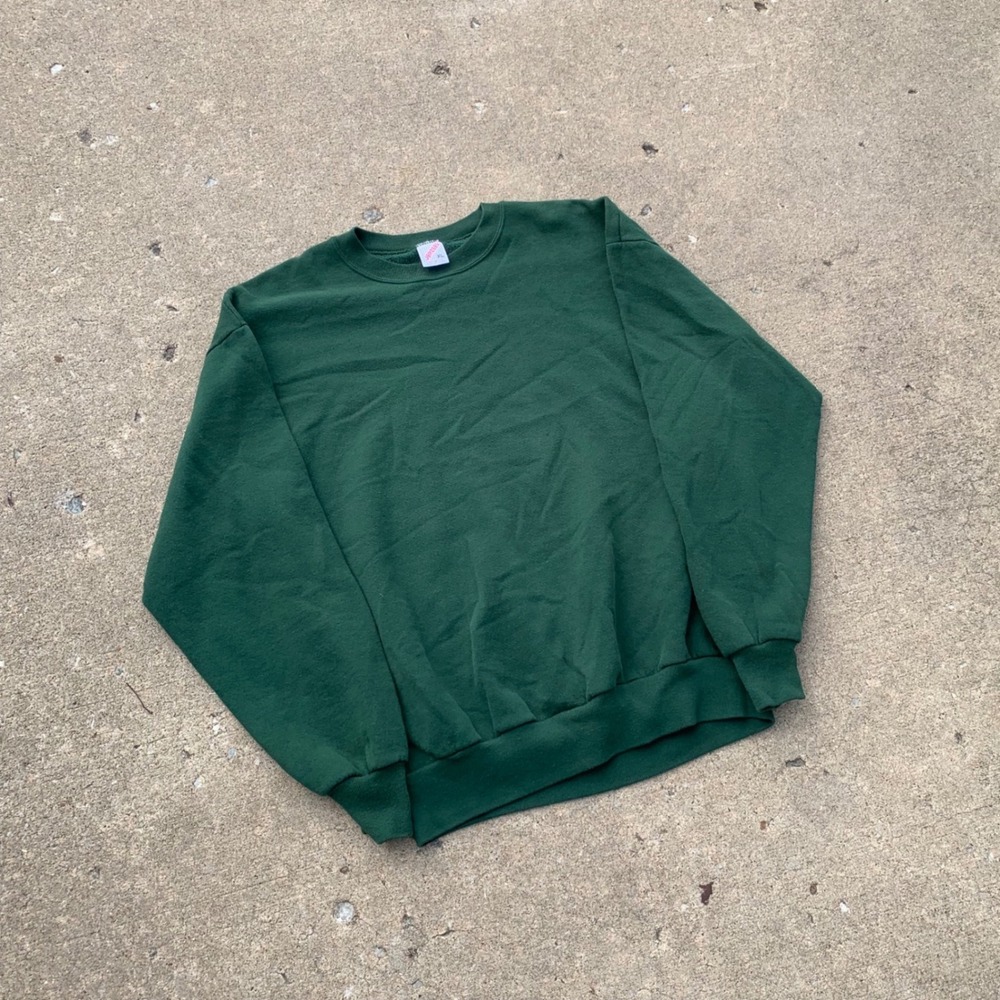 Vintage Jerzees Blank Sweatshirt XL Forest Green Crewneck Made in USA Pullover